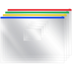 Папка-конверт на zip-молнии OfficeSpace А4, ПВХ, 120мкм, прозрачная, цветная молния, карман, ассорти. ZB4_1778, 178880
