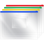 Папка-конверт на zip-молнии OfficeSpace А5, ПВХ, 120мкм, прозрачная, цветная молния, карман, ассорти. ZB5_1780, 178881