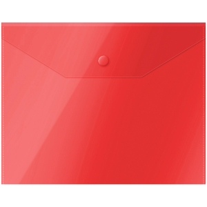 Папка-конверт на кнопке OfficeSpace А5 (190*240мм), 150мкм, пластик, полупрозрачная, красная. 267530 ― Кнопкару. Саранск