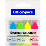 Флажки-закладки OfficeSpace, 45*12мм, стрелки, 20л*4 неоновых цвета, европодвес.PM_54057,314710