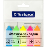 Флажки-закладки OfficeSpace, 45*12мм, стрелки, 20л*5 неоновых цветов, европодвес.SN20_17794, 255247