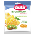 Карамель леденцовая SULA (Зула) "Мультивитамин", без сахара с витамином С, 60 г. 86589