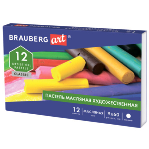 Пастель масляная художественная BRAUBERG ART CLASSIC, 12 цветов, круглое сечение, 181447 ― Кнопкару. Саранск