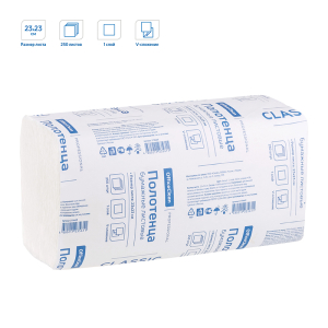 Полотенца бумажные лист. OfficeClean Professional(V-сл) (H3), 1-слойные, 250л/пач., 23*23см, белые.279669 ― Кнопкару. Саранск