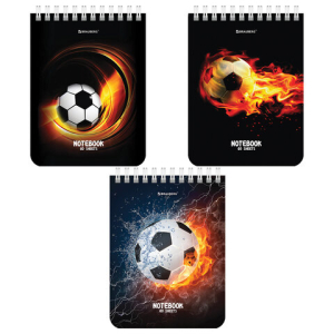Блокнот МАЛЫЙ ФОРМАТ А6 108х145 мм, 40 л., гребень, картон, клетка, BRAUBERG, "Футбол", 114390 ― Кнопкару. Саранск