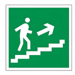 Знак эвакуационный "Направление к эвакуационному выходу по лестнице НАПРАВО вверх", самокл. Е15. Арт.610020