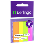 Флажки-закладки Berlingo, 12*50мм, 100л*4 неоновых цвета. LSz_50124, 205670