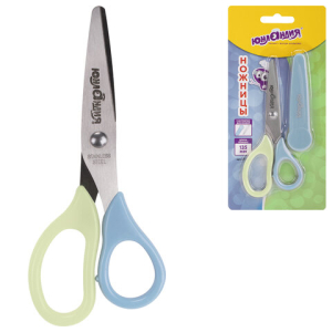 Ножницы ЮНЛАНДИЯ, 135 мм, с футляром для лезвий, мятно-голубые, блистер, 237110 ― Кнопкару. Саранск