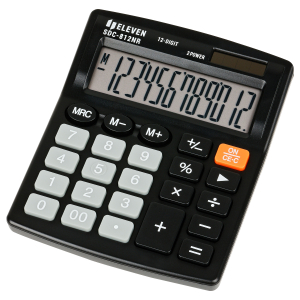 Калькулятор настольный Eleven SDC-812NR, 12 разрядов, двойное питание, 127*105*21мм, черный.339219 ― Кнопкару. Саранск