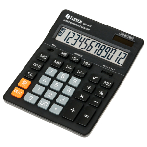 Калькулятор настольный Eleven SDC-444S, 12 разрядов, двойное питание, 155*205*36мм, черный.339202 ― Кнопкару. Саранск