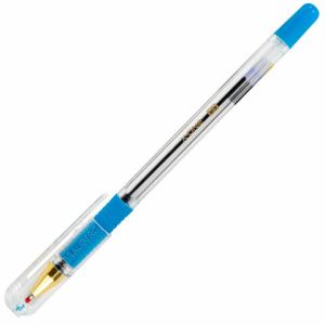 Ручка шариковая с грипом BRAUBERG "X-ONE", СИНЯЯ, корпус прозрачный, узел 0,5 мм, линия письма 0,35 мм, 143985 ― Кнопкару. Саранск