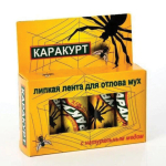 Лента липкая от мух мухоловка, КОМПЛЕКТ 4 шт., КАРАКУРТ "МЕДОВЫЙ", КЛЛк. 608938
