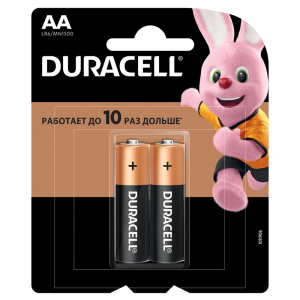 Батарейка Duracell Basic AA (LR06) алкалиновая, 2BL. 5000394115965, 275851 ― Кнопкару. Саранск
