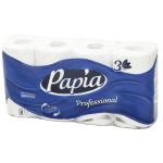 Бумага туалетная, спайка 8 шт., 3-слойная (8х17 м) Papia Professional, белая, 5060404. 112141