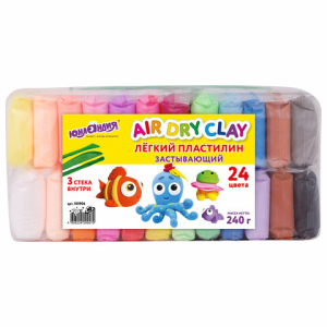 Пластилин супер лёгкий воздушный застывающий 24 цвета, 240 г, 3 стека, ЮНЛАНДИЯ, 105906 ― Кнопкару. Саранск