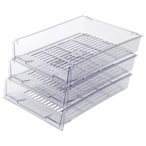 Лотки горизонтальные для бумаг, КОМПЛЕКТ 3 шт., 340х270х70 мм, прозрачный, BRAUBERG "Office", 237258 ― Кнопкару. Саранск