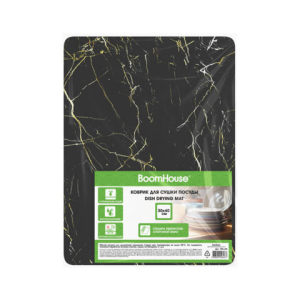 Коврик для сушки посуды NANO 30х40 см, МРАМОР ЧЕРНЫЙ влаговпитывающий, нескользящий, BOOMHOUSE (БумХаус), 701160 ― Кнопкару. Саранск
