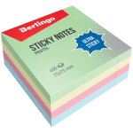 Самоклеящийся блок Berlingo "Ultra Sticky", 75*75мм, 400л., 4 пастельных цвета. LSn_40001,270288