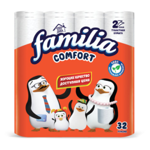 Бумага туалетная бытовая, спайка 32 шт., 2-слойная (32х14,8 м), FAMILIA COMFORT, белая, 5085067. 118572 ― Кнопкару. Саранск