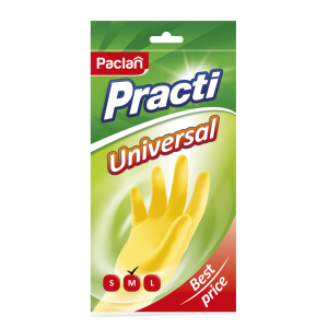 Перчатки резиновые Paclan "Practi. Universal", разм. М, желтые, пакет с европодвесом.067526 ― Кнопкару. Саранск