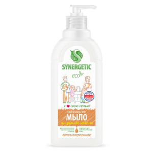 Мыло жидкое 500 мл SYNERGETIC "Миндальное молочко", гипоаллергенное, биоразлагаемое, дозатор, 105058. 608028 ― Кнопкару. Саранск
