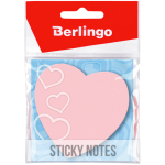 Самоклеящийся блок фигурный Berlingo "Сердце", 70*70мм, 50л., малиновый неон, европодвес. LSz_76033,205662