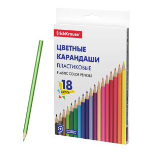 Пластиковые цветные карандаши шестигранные ErichKrause Basic 18 цветов.53362 ― Кнопкару. Саранск