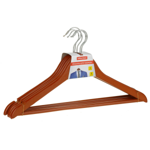 Вешалка-плечики OfficeClean, набор 5шт., деревянные, с перекладиной, 45см, цвет вишня. 280586 ― Кнопкару. Саранск