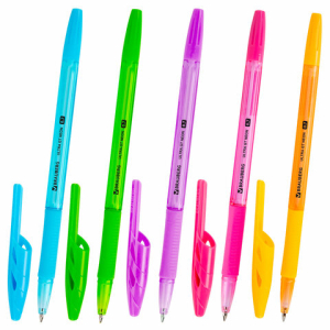 Ручка шариковая с грипом BRAUBERG "ULTRA GT NEON", СИНЯЯ, корпус ассорти, линия 0,35 мм, 144054 ― Кнопкару. Саранск
