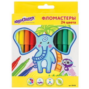 Фломастеры ЮНЛАНДИЯ 24 цвета, "ЭКЗОТИКА", вентилируемый колпачок, картон, 151423 ― Кнопкару. Саранск