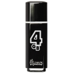 Флеш-диск 4 GB, SMARTBUY Glossy, USB 2.0, черный, SB4GBGS-K. 512764