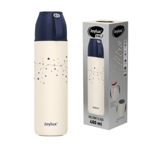 Термос 0,4 л JOYLUX (ДЖОЙЛЮКС) ULTRA, нержавеющая сталь SUS304, крышка/кружка + ремешок, звезды, 700311 ― Кнопкару. Саранск