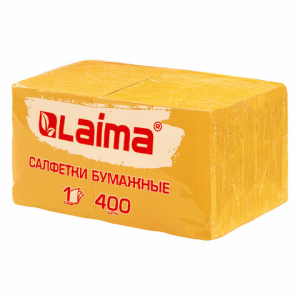 Салфетки бумажные 400 шт., 24х24 см, "Big Pack", жёлтые, 100% целлюлоза, LAIMA, 114726 ― Кнопкару. Саранск