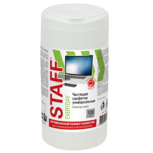 Салфетки для экранов, стекол и пластика универсальные STAFF "EVERYDAY", туба 100 шт., влажные. 512657 ― Кнопкару. Саранск