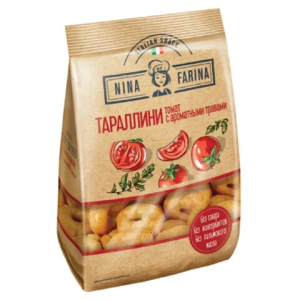 Мини-сушки (тараллини) NINA FARINA с томатом и ароматными травами, пакет, 180 г, ВТ003. 622516 ― Кнопкару. Саранск