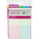 Стикеры Attache 38х51 мм пастельные 4 цвета (4 блока по 25 листов). 720196 