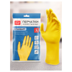 Перчатки резиновые хозяйственные OfficeClean Стандарт, прочные, разм. L, желтые, пакет с европодвесом. 257666