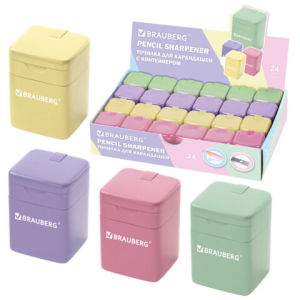 Точилка кросс-серия "PASTEL", с контейнером, корпус ассорти, BRAUBERG, 273255 ― Кнопкару. Саранск