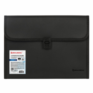 Папка для бумаг и документов с замком и 13 отделениями BRAUBERG "HIT", А4, пластик, черная, 229572			 ― Кнопкару. Саранск