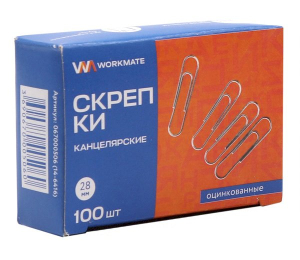 Скрепки канцелярские Workmate 28 мм, цинковое покрытие, 100 штук в упаковке *10/500. 14-6416 ― Кнопкару. Саранск