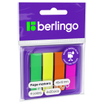 Флажки-закладки Berlingo 45*12мм, 20л*4 неоновых цвета, в диспенсере, европодвес. LSz_45125,254406