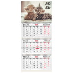 Календарь квартальный на 2026 г., 3 блока, 3 гребня, бегунок, офсет, BRAUBERG, "Милые котята", 116770