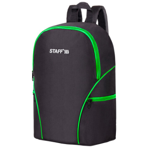 Рюкзак STAFF TRIP универсальный, 2 кармана, черный с салатовыми деталями, 40x27x15,5 см. 270788 ― Кнопкару. Саранск
