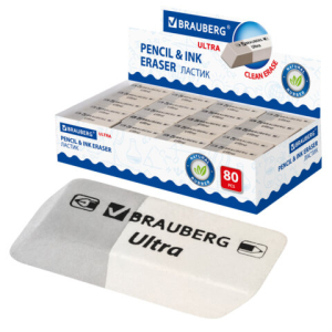 Ластик BRAUBERG "Ultra", 41х14х8 мм, серо-белый, натуральный каучук, 228703 ― Кнопкару. Саранск