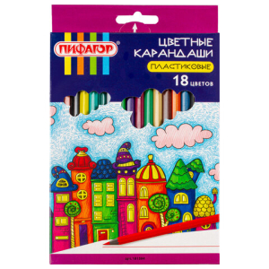 Карандаши цветные ПИФАГОР "СКАЗОЧНЫЙ ГОРОД", 18 цветов, шестигранные, 181584 ― Кнопкару. Саранск