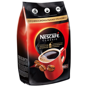 Кофе растворимый Nescafe "Classic", гранулированный/порошкообразный с молотым, мягкая упаковка, 750г. 11623339 ― Кнопкару. Саранск