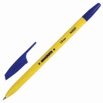 Ручка шариковая ЮНЛАНДИЯ "CLASSIC", СИНЯЯ, корпус желтый, узел 1 мм, линия письма 0,5 мм. 143237