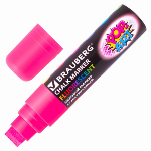 Маркер меловой "POP-ART" РОЗОВЫЙ, 15 мм, стираемый, для гладких поверхностей, BRAUBERG, 151540 ― Кнопкару. Саранск