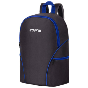 Рюкзак STAFF TRIP универсальный, 2 кармана, черный с синими деталями, 40x27x15,5 см. 270786 ― Кнопкару. Саранск