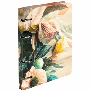 Тетрадь на кольцах А5 160х212 мм, 120 листов, картон, фольга, клетка, BRAUBERG, "Delicate flowers", 404737 ― Кнопкару. Саранск